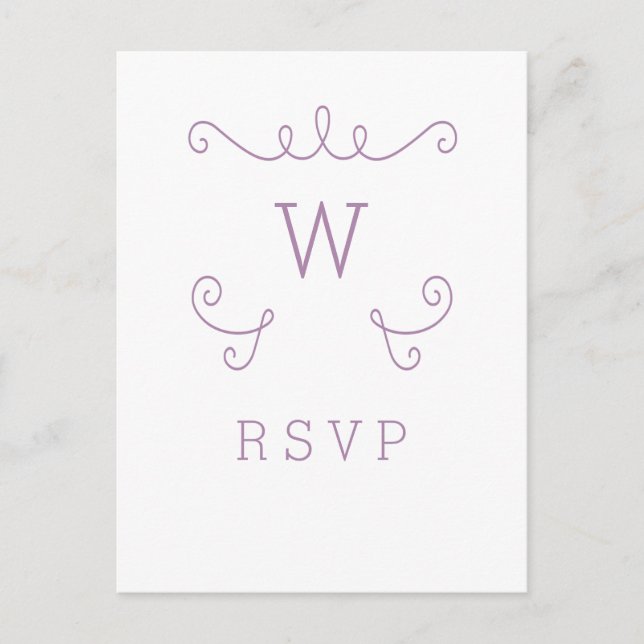 Lila Whimsical Geblüht Monogramm-UAWG Postkarte (Vorderseite)