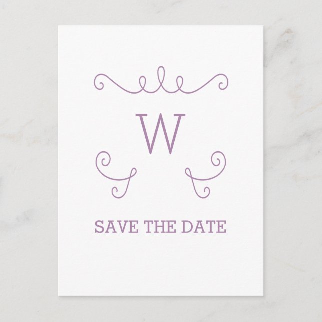 Lila Whimsical Geblüht Save the Date Postkarte (Vorderseite)