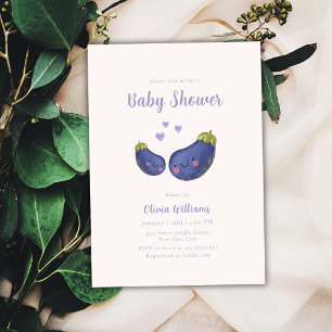 Lila Whimsical Herz Aubergine Baby Shower  Einladung
