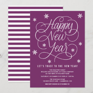 Lila Whimsical Silvester Party Einladung
