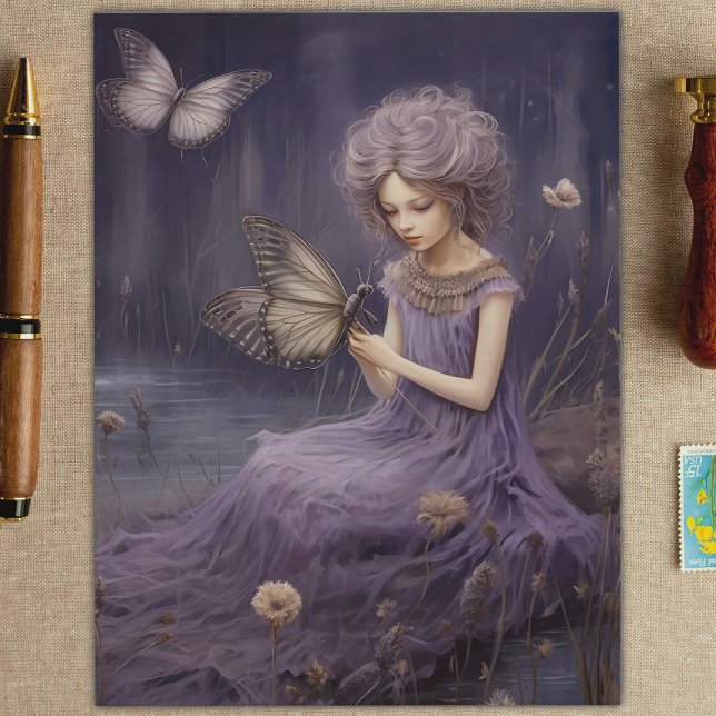 Lila Whispers Garden, Decoupage Postkarte (Von Creator hochgeladen)