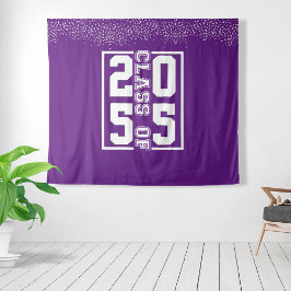 Lila White Abschluss Class of Sporty Typografy Wandteppich