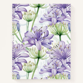 Lila- & White Agapanthus Floral Spiral Notebook Notizbuch