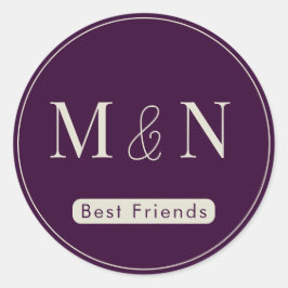 Lila White Best Friends Mit Monogramm Sticker