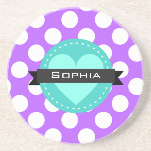Lila White Blue Polka Dot Muster Untersetzer