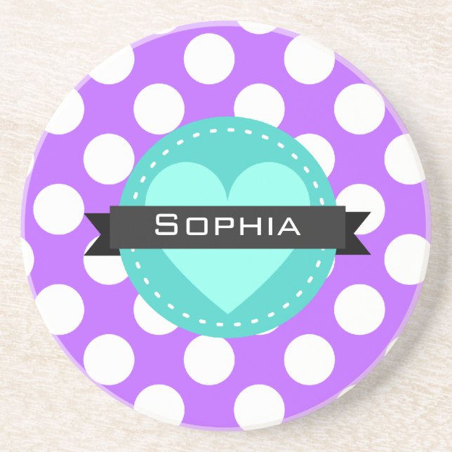 Lila White Blue Polka Dot Muster Untersetzer (Vorne)