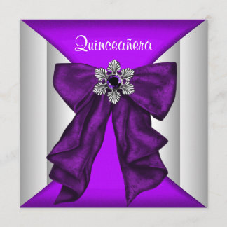 Lila White Bow Lila Quinceanera Einladung