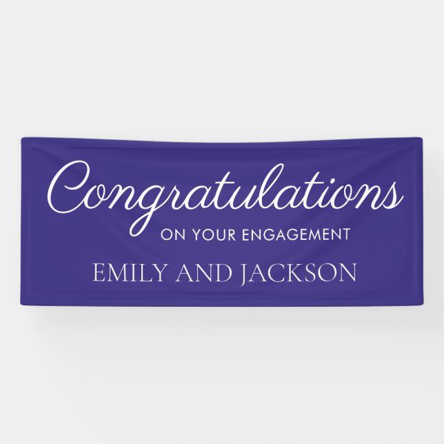 Lila White Elegant Script-Verlobung Banner (Horizontal)