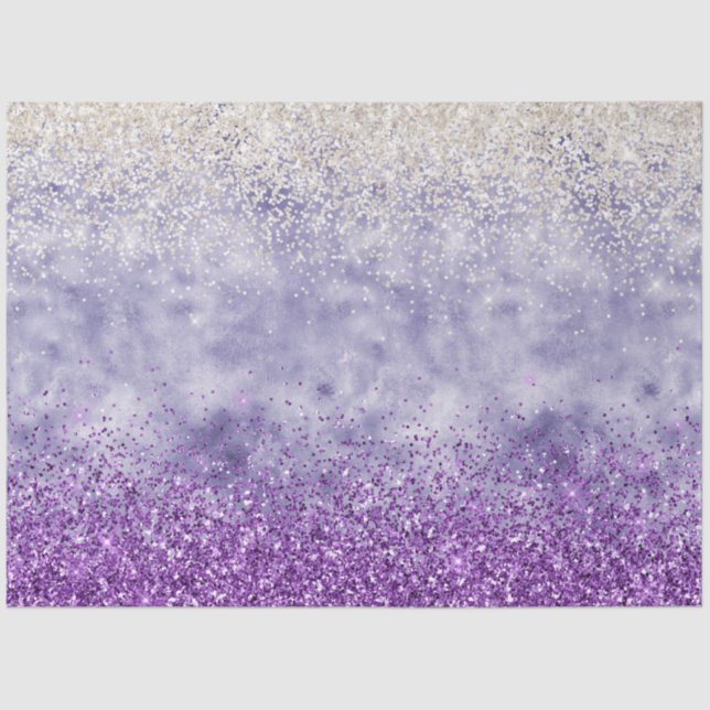 Lila White Glitz Glitzer Seidenpapier (Vorderseite)