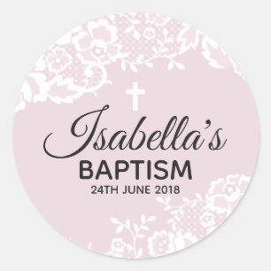 Lila White Lace Christening Sticker
