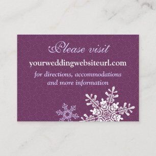 Lila White Snowflake Wedding Website Beipackkarte Begleitkarte