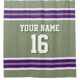 Lila White Stripes Sports Jersey Duschvorhang