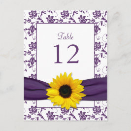 Lila White Sunflower Damask Hochzeitskarte Postkarte