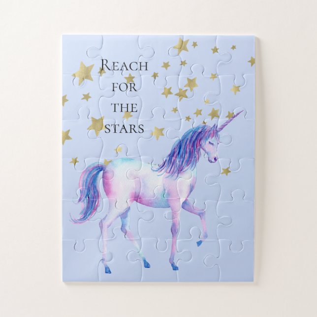 Lila White Unicorn Stars Puzzle (Vertikal)