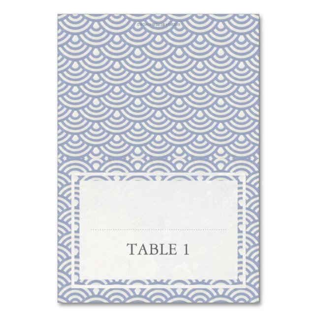 Lila+White Wedelwelle Muster Namenskarte Tischnummer (Vorderseite)