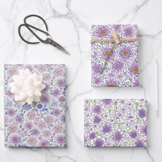 Lila Whitepaper über die zeitgenössische Kunst Geschenkpapier Set (Vorderseite)