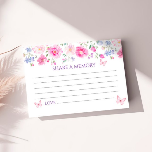 Lila Wilblumen-Beerdigung Eine Memory Card teilen RSVP Karte (Von Creator hochgeladen)