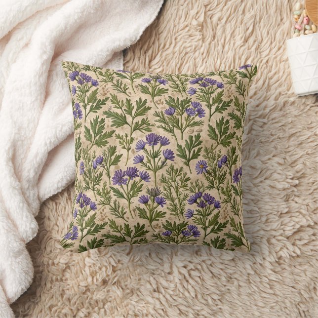 Lila Wild Asters botanisch Kissen (Decke)