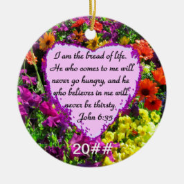 LILA WILD BLUME JOHN 6:35 DESIGN KERAMIK ORNAMENT