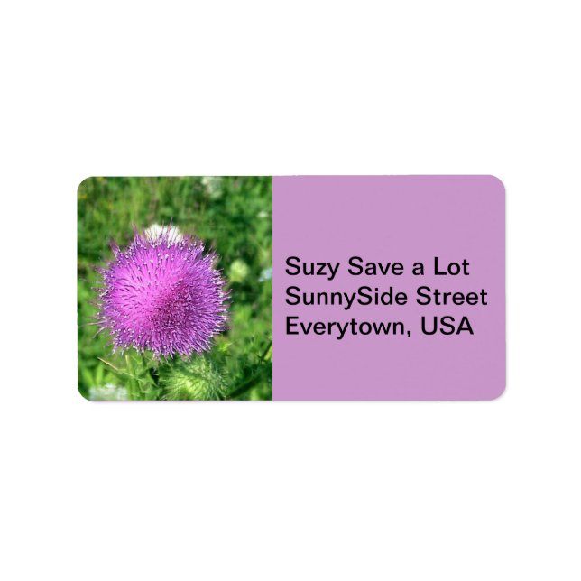 Lila Wildblume Adressaufkleber (Vorne)