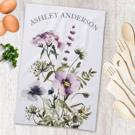 Lila Wildblume Bouquet Geschirrtuch