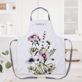 Lila Wildblume Bouquet Schürze