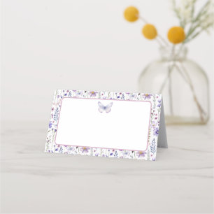Lila Wildblume Butterfly Blank Platzkarte