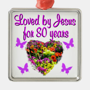 LILA WILDBLUME, DIE JESUS 80 JAHRE LIEBT SILBERNES ORNAMENT