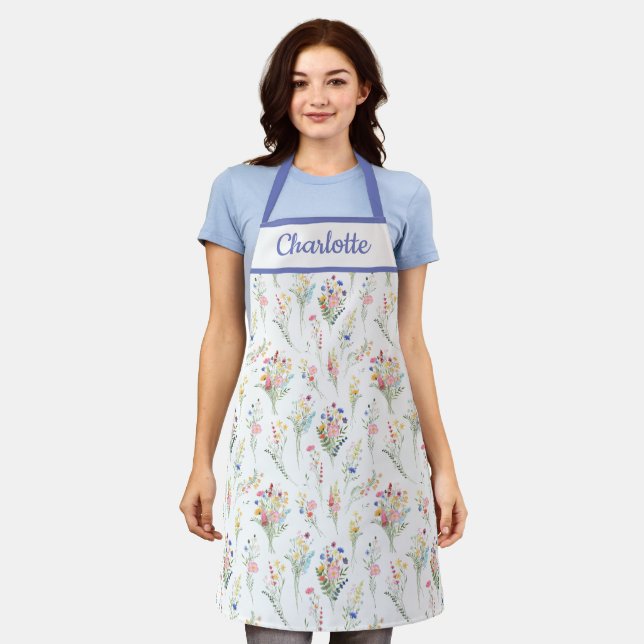 Lila Wildblume Elegante Blüte Schürze (Getragen)