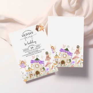 Lila Wildblume Fairy 1. Geburtstag Einladung