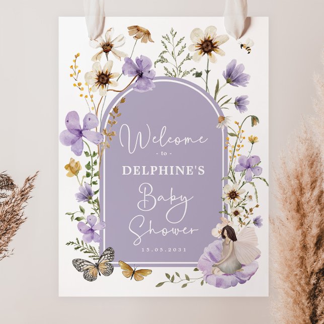 Lila Wildblume Fee Baby Dusche Empfang Poster (Von Creator hochgeladen)