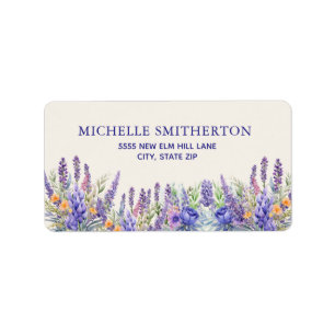 Lila Wildblume Floral Elegant Botanisch Adressaufkleber
