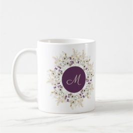Lila Wildblume Floral Monogramm Kaffeetasse