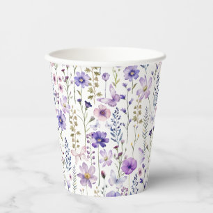 Lila Wildblume Frühjahrspalette Pappbecher