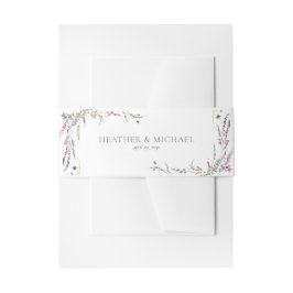 Lila Wildblume Kalligraphie Hochzeit Einladungsbanderole