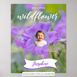 Lila Wildblume Kid's Custom Foto und Name Poster