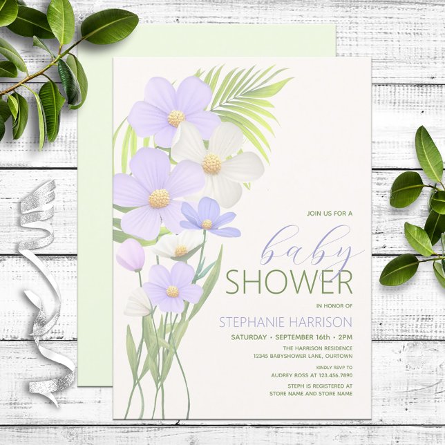 Lila Wildblume Kinderdusche Einladung (Von Creator hochgeladen)