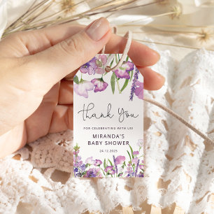 Lila Wildblume Kinderdusche Vielen Dank Tag Geschenkanhänger