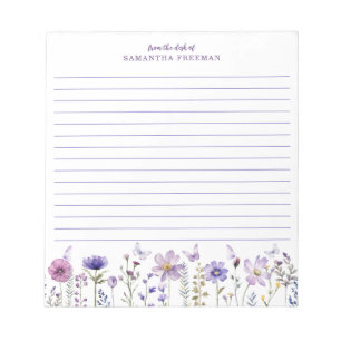 Lila Wildblume Personalisiert Notepad Notizblock