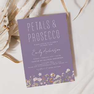 Lila Wildblume Petals & Prosecco Einladung