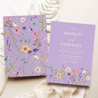 Lila Wildblume Wilde Blume Blumenhochzeit Einladung