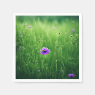 Lila Wildblumen auf dem grünen Feld Serviette