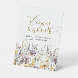 Lila Wildblumen Babydusche Windeln Raffelzeichen Sockelschild