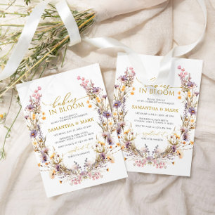 Lila Wildblumen Babys im Blütendusche Einladung