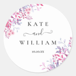 Lila Wildblumen Blumenhochzeit Runder Aufkleber