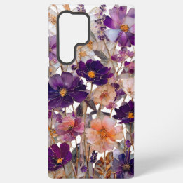 Lila Wildblumen-Blumenmuster Samsung Galaxy Hülle