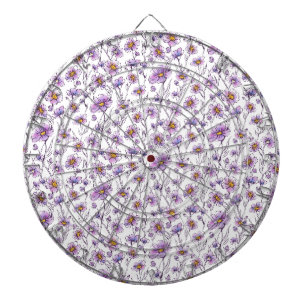 Lila Wildblumen-Botanikmuster-Design Dartscheibe