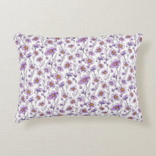 Lila Wildblumen-Botanikmuster-Design Dekokissen