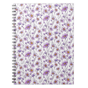 Lila Wildblumen-Botanikmuster-Design Notizblock