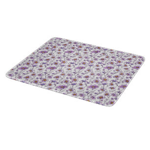 Lila Wildblumen-Botanikmuster-Design Schneidebrett